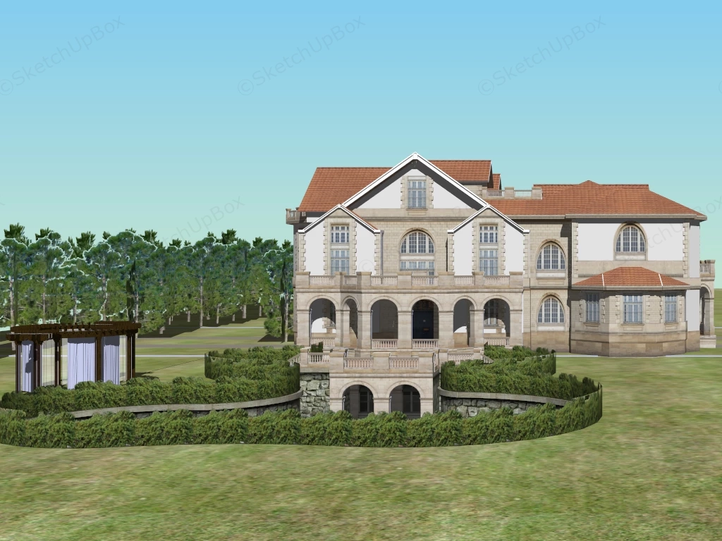 Tuscan Style Mansion sketchup model preview - SketchupBox