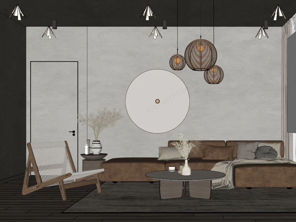 Wabi Sabi Modern Living Room sketchup model preview - SketchupBox