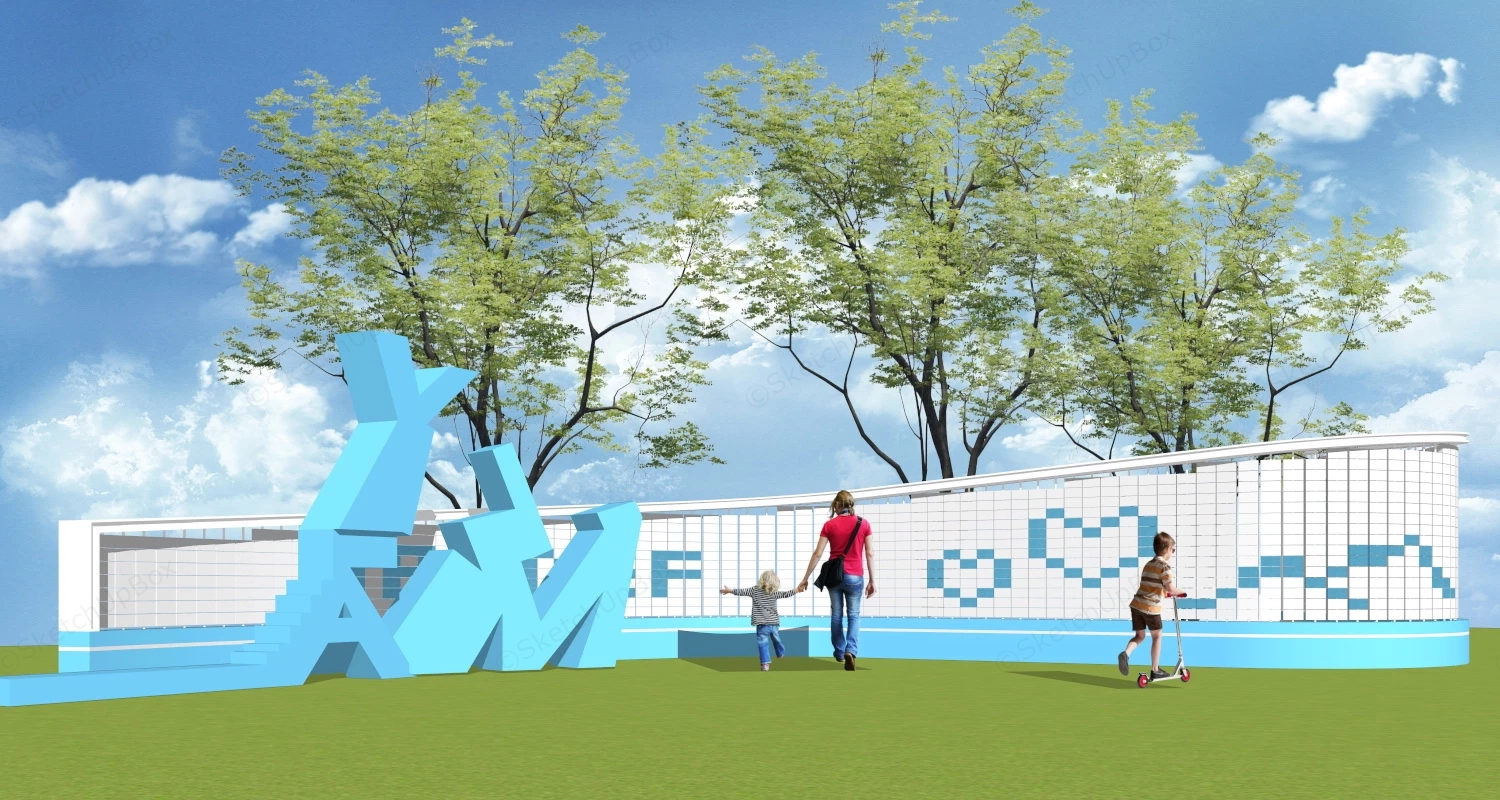 Playground Interactive Activity Wall sketchup model preview - SketchupBox