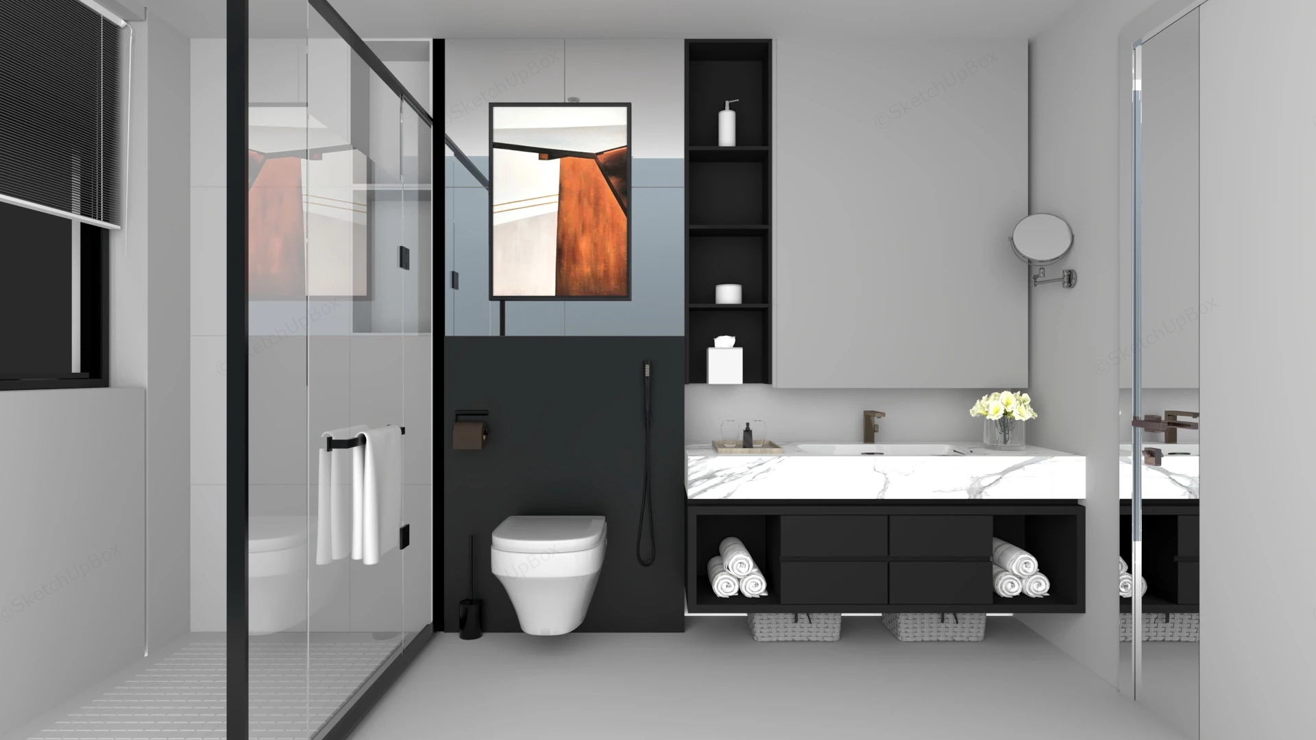 Black And Grey Bathroom sketchup model preview - SketchupBox