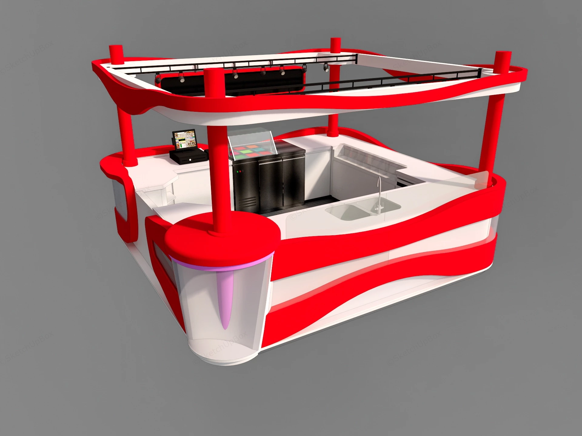 Shopping Mall Kiosk Design sketchup model preview - SketchupBox