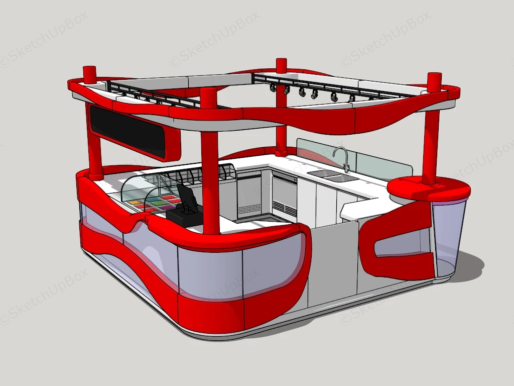 Shopping Mall Kiosk Design sketchup model preview - SketchupBox