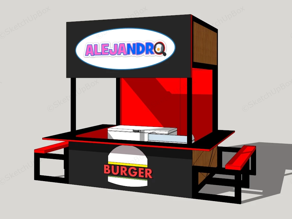Burger Kiosk Design sketchup model preview - SketchupBox