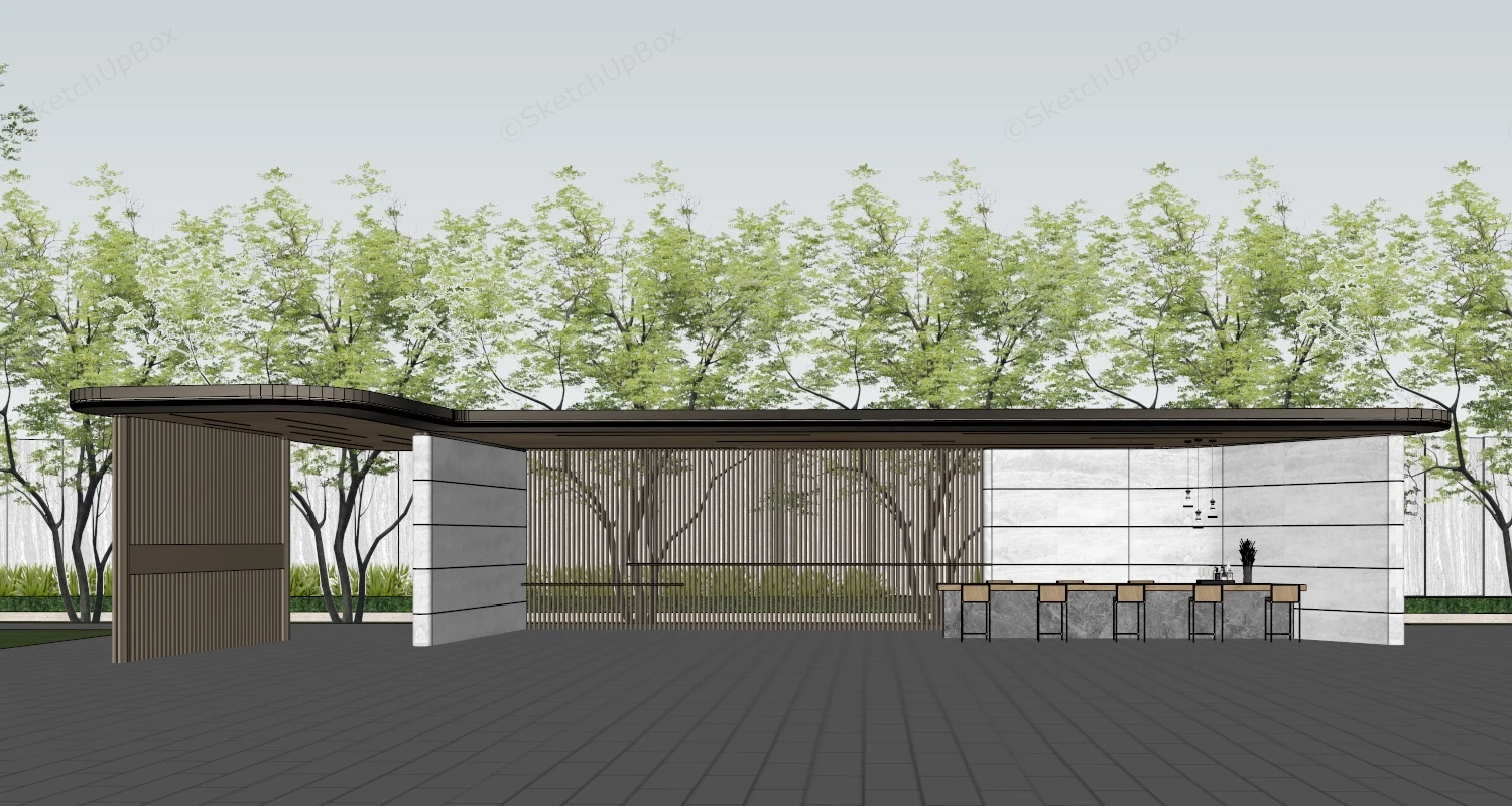 Modern Gazebo With Bar Design sketchup model preview - SketchupBox