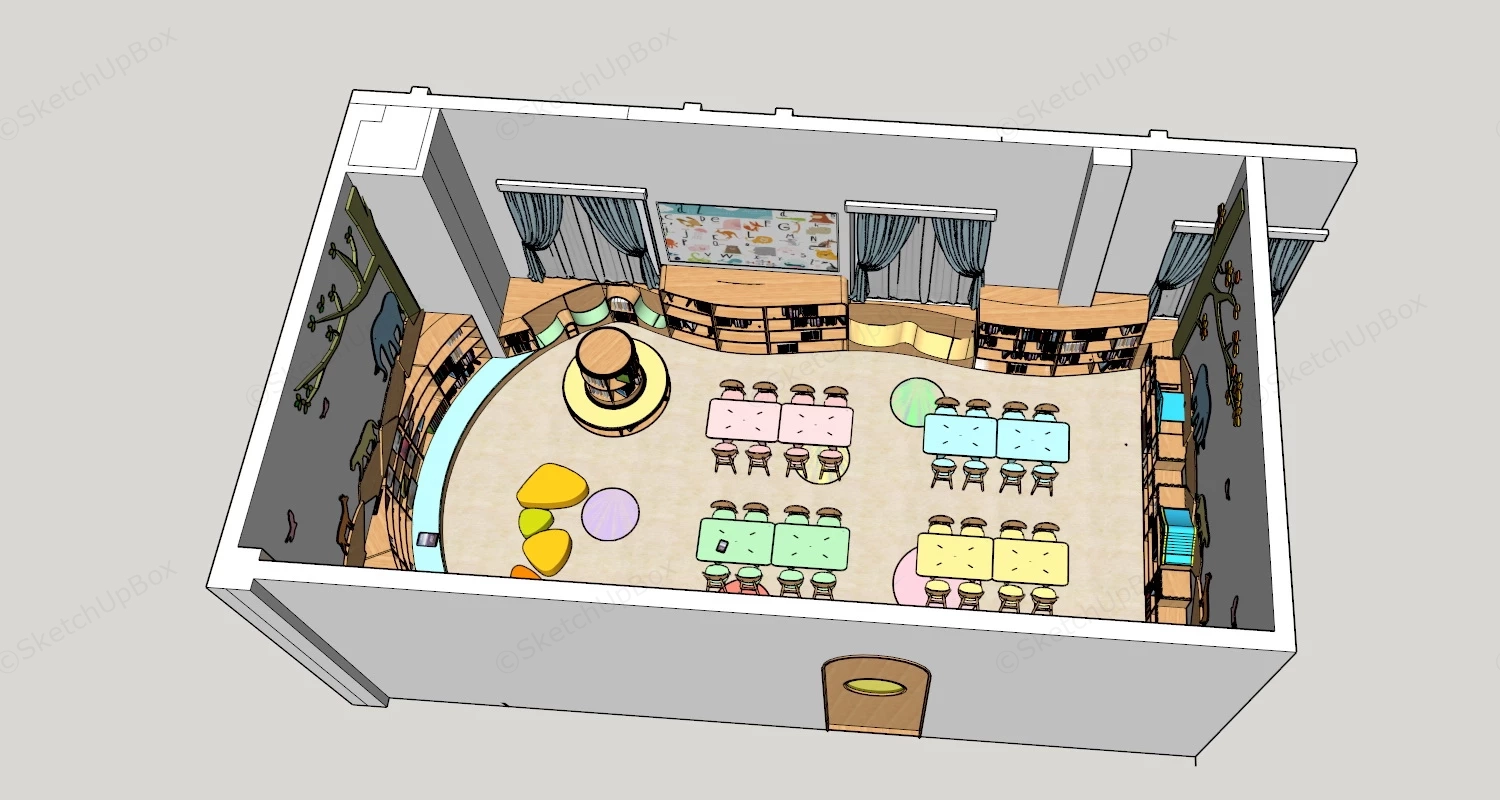 Kindergarten Library sketchup model preview - SketchupBox