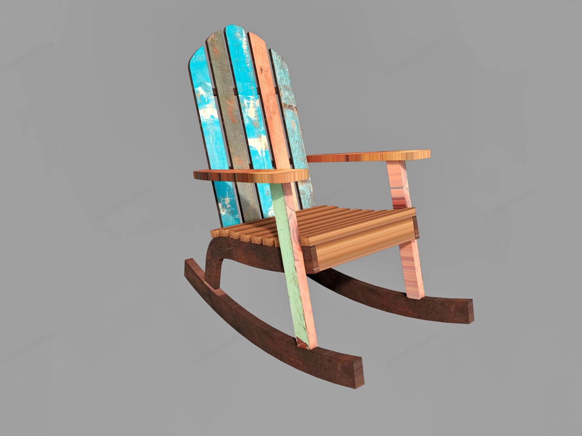 Rustic Wooden Rocking Chair sketchup model preview - SketchupBox