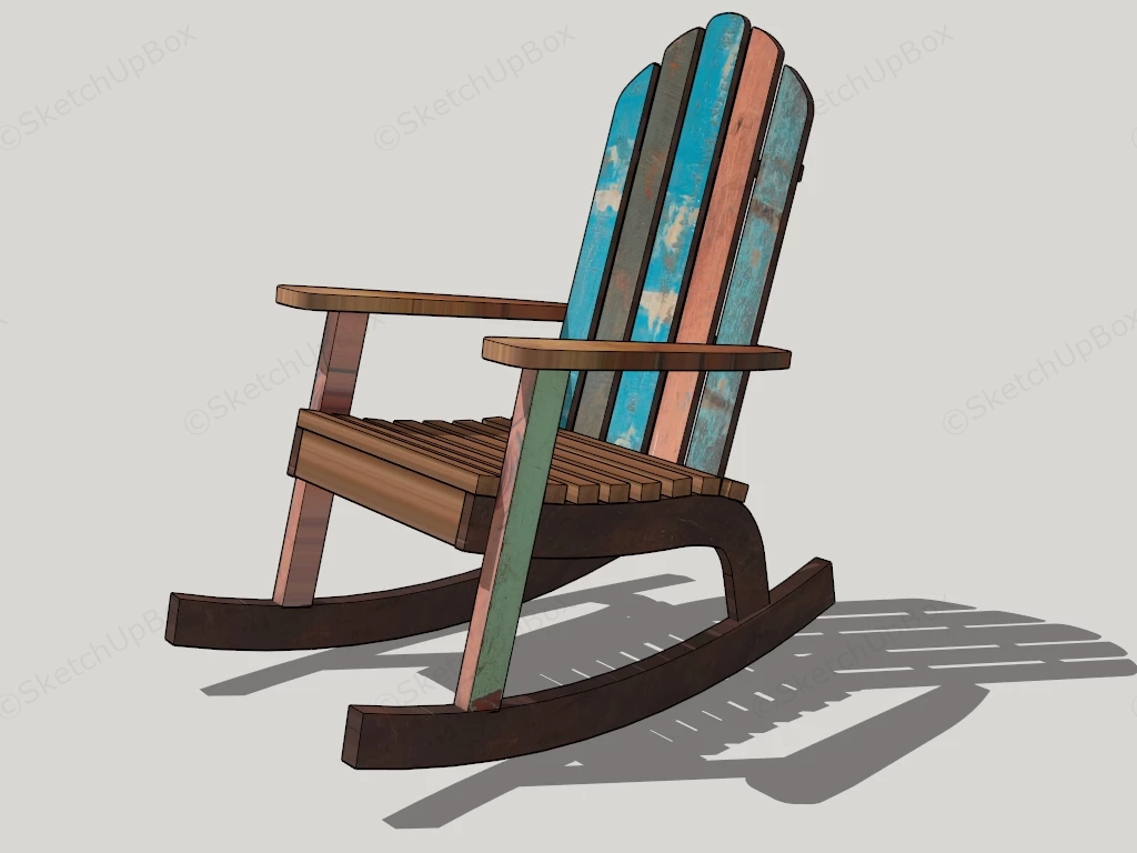 Rustic Wooden Rocking Chair sketchup model preview - SketchupBox