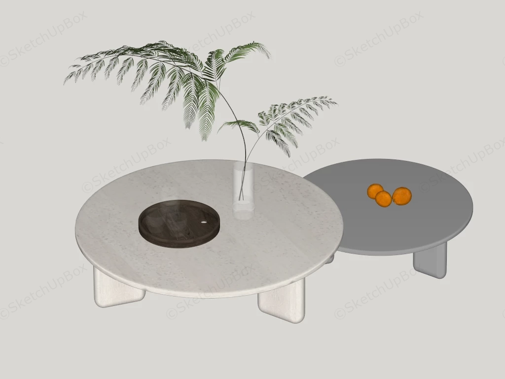 Round Nesting Coffee Table sketchup model preview - SketchupBox