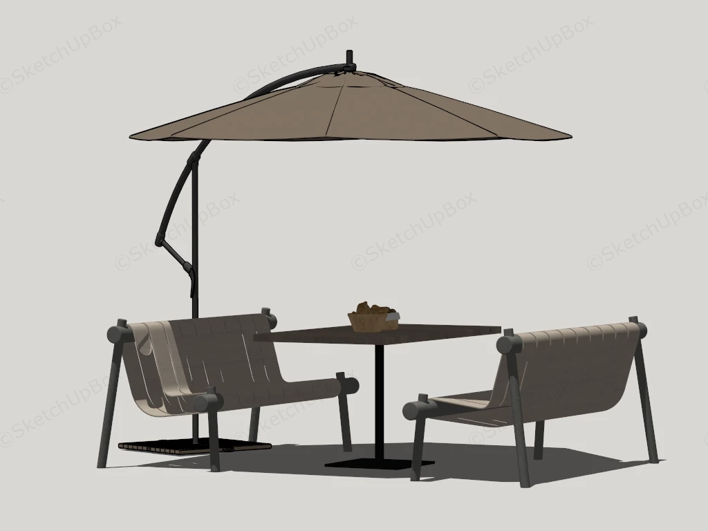 Rustic Patio Set With Umbrella sketchup model preview - SketchupBox