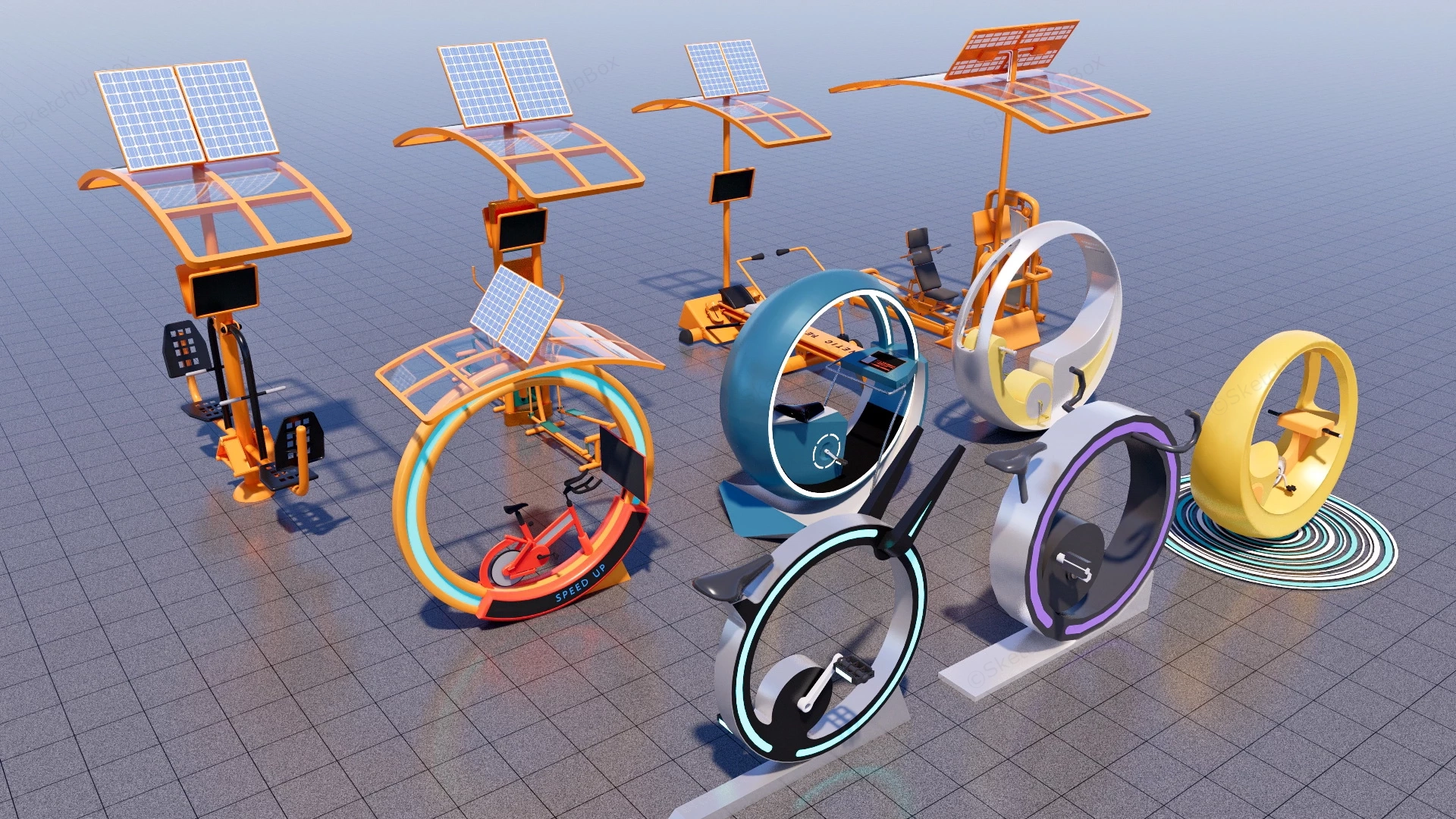 Outdoor Park Exercise Equipment sketchup model preview - SketchupBox