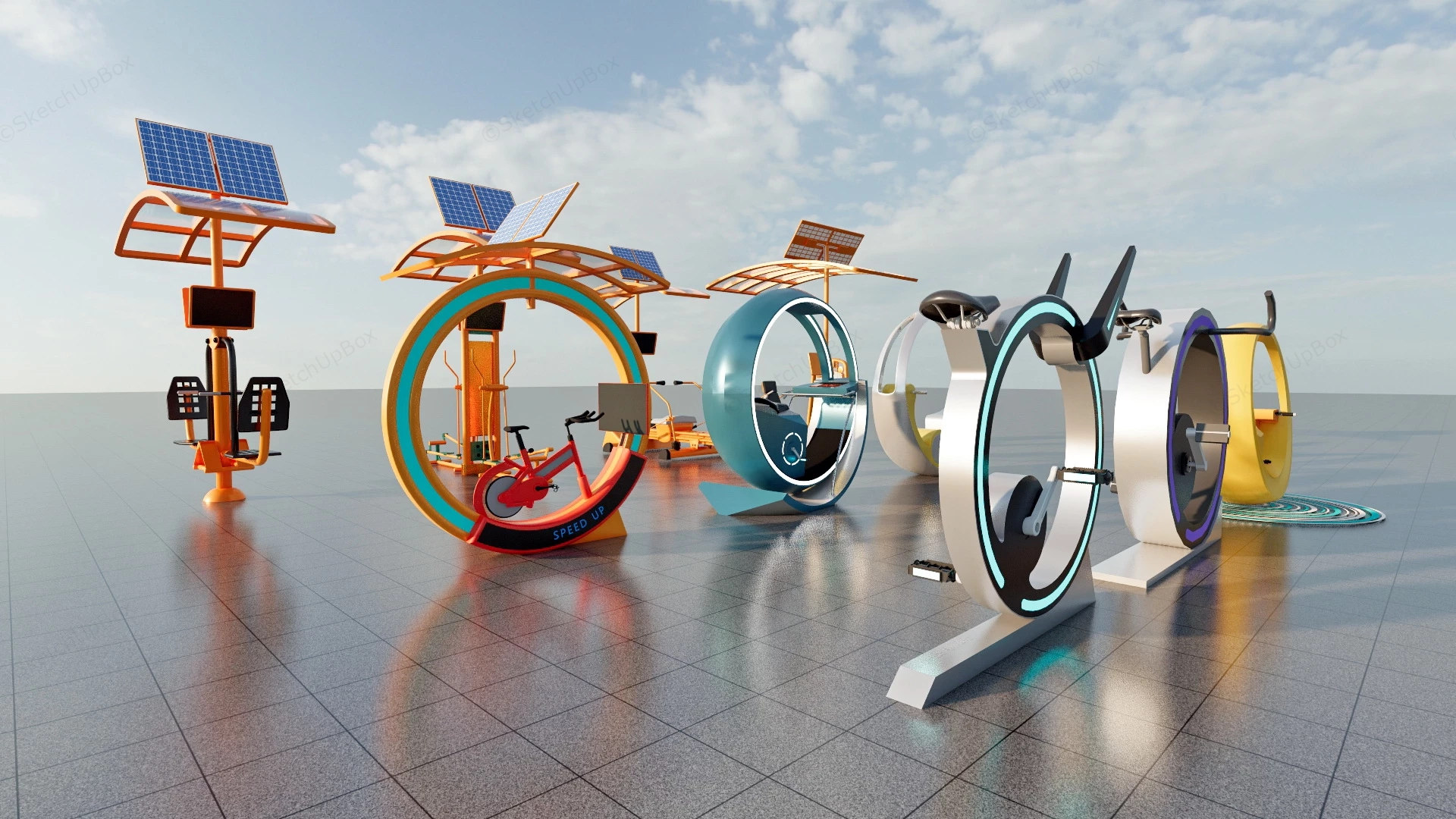 Outdoor Park Exercise Equipment sketchup model preview - SketchupBox