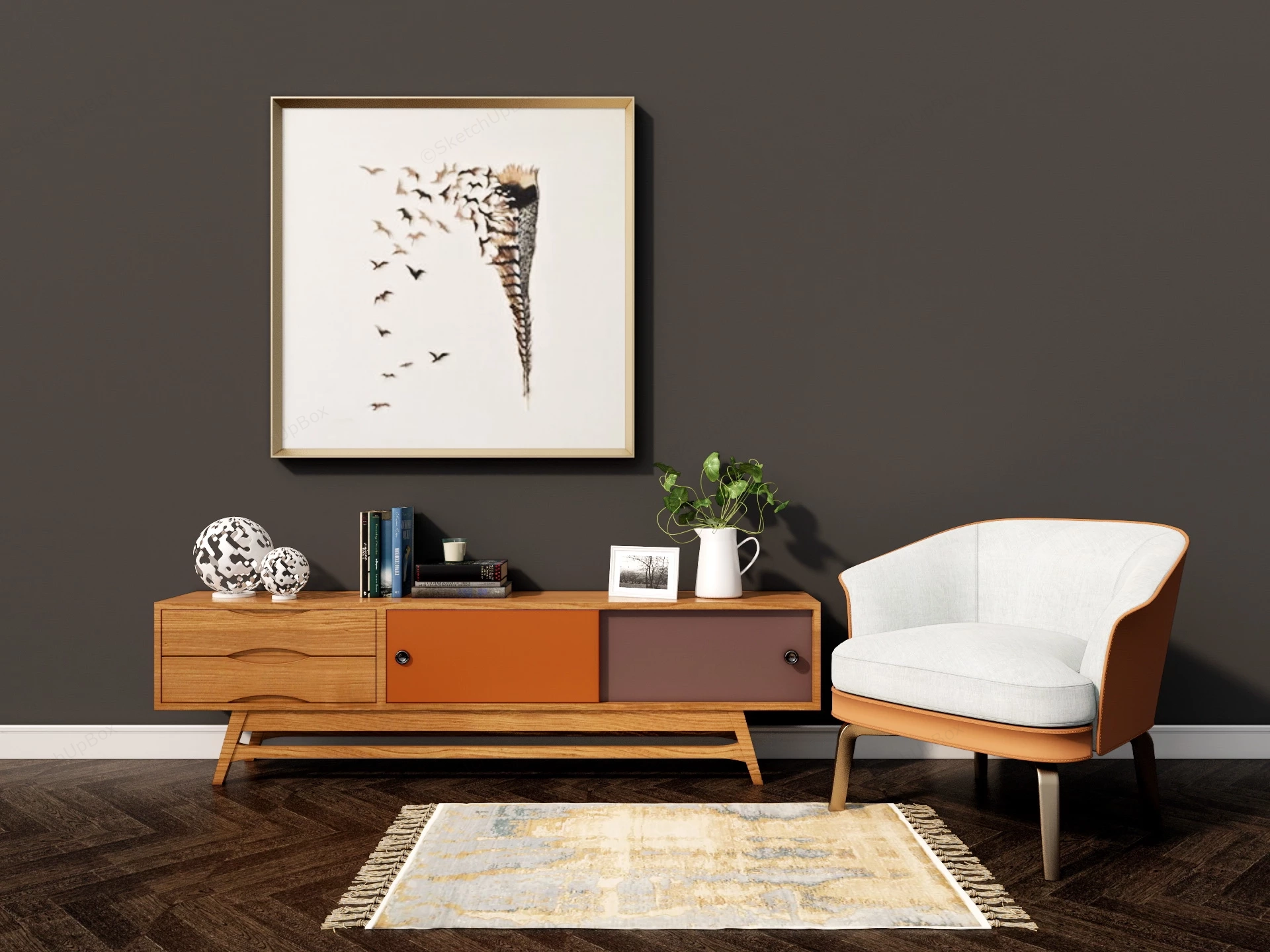 Accent Chair And Sideboard sketchup model preview - SketchupBox