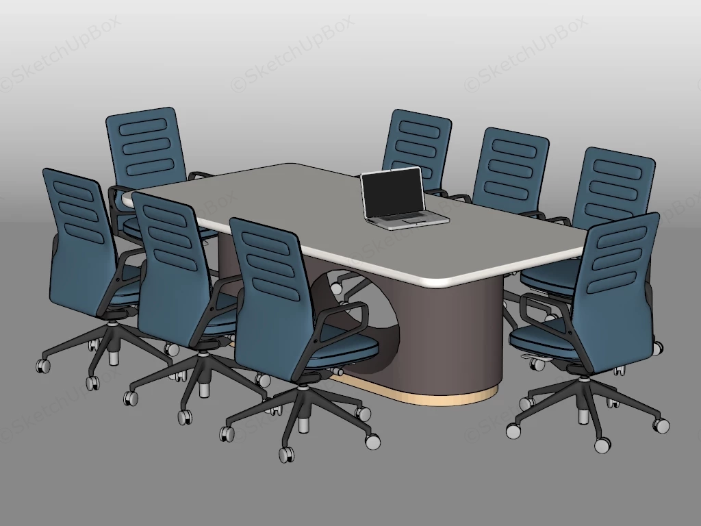 8 Person Conference Table And Chairs sketchup model preview - SketchupBox