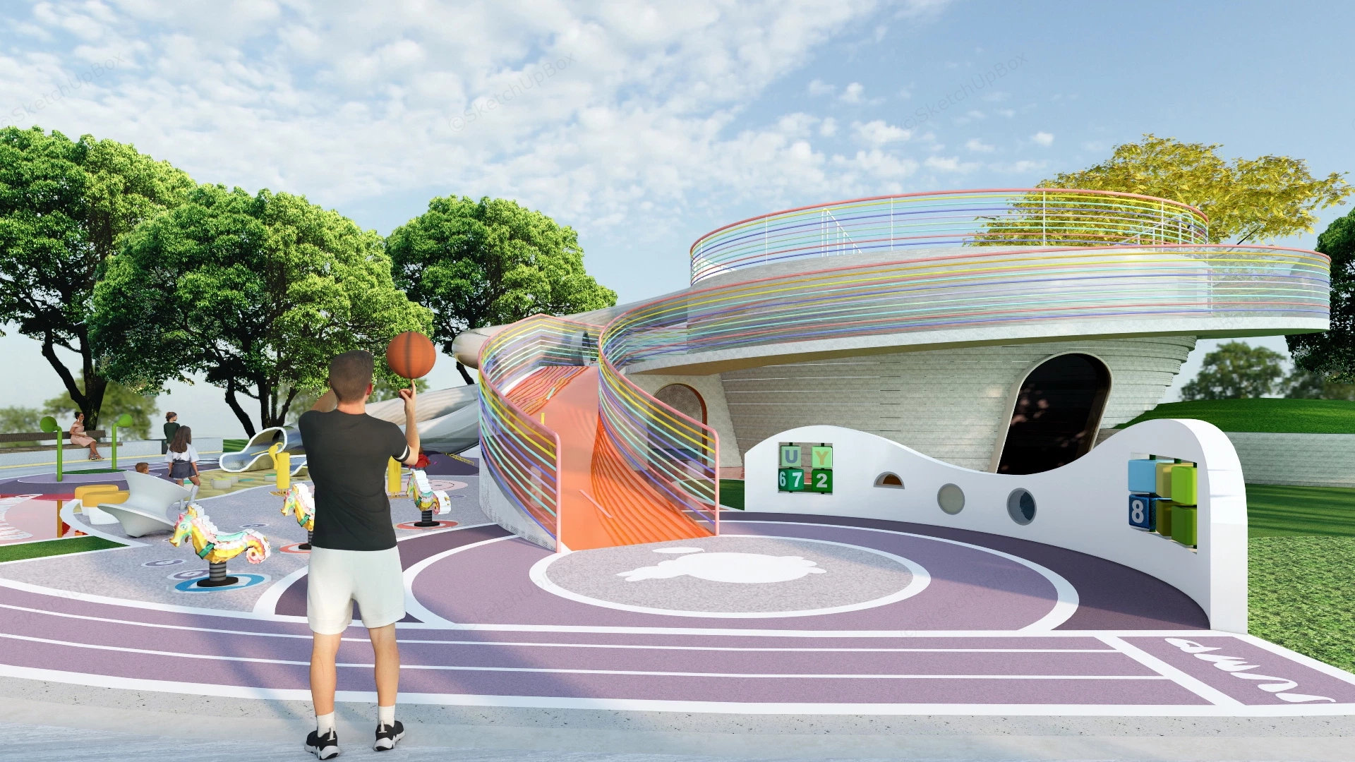 Children's Land Playground Design sketchup model preview - SketchupBox