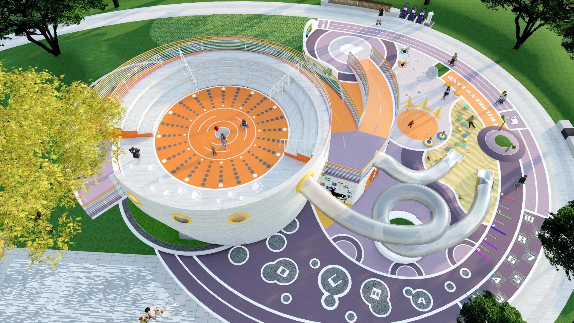 Children's Land Playground Design sketchup model preview - SketchupBox