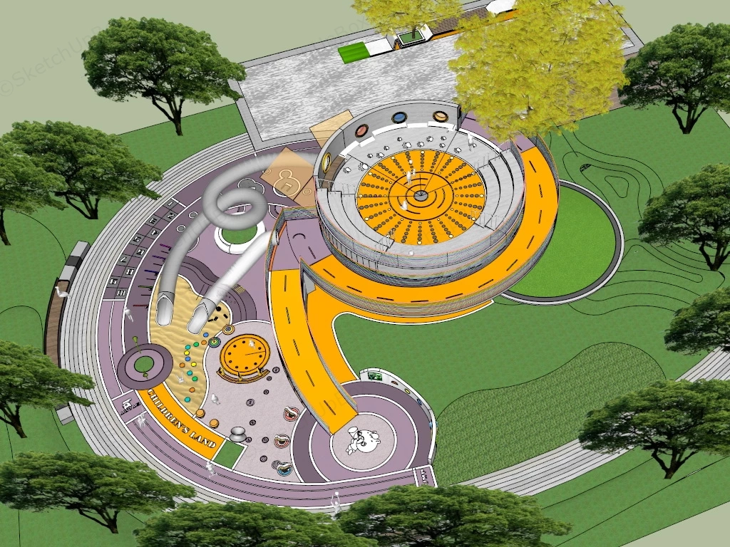 Children's Land Playground Design sketchup model preview - SketchupBox