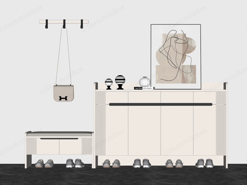 Entryway Shoe Cabinet And Bench sketchup model preview - SketchupBox