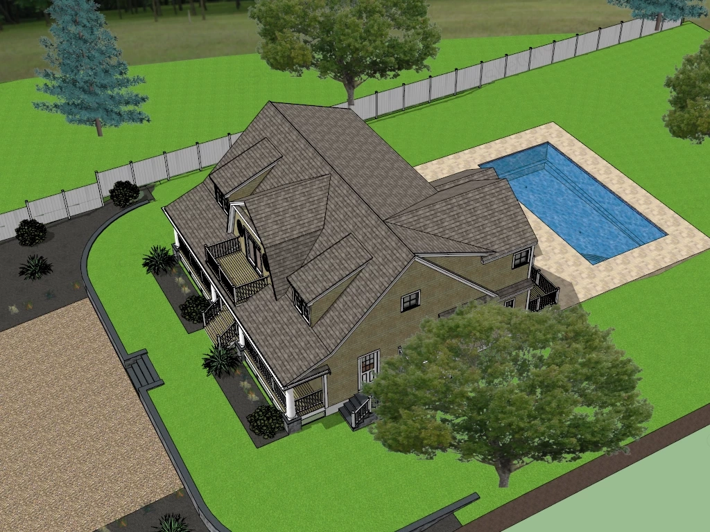 Country Craftsman House sketchup model preview - SketchupBox