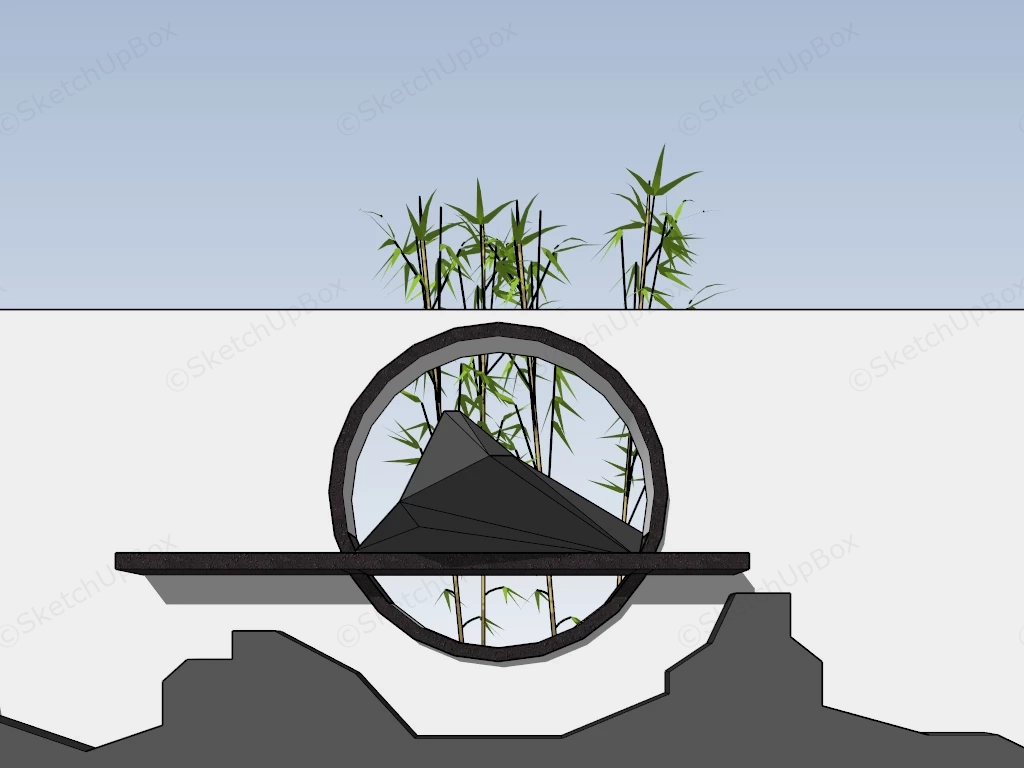 Chinese Garden Wall sketchup model preview - SketchupBox