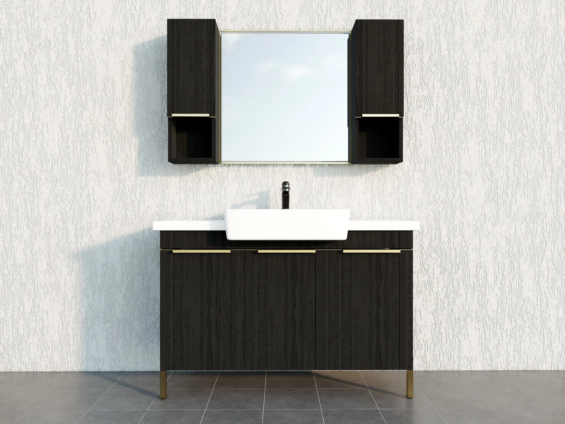 Dark Wood Bathroom Vanity sketchup model preview - SketchupBox