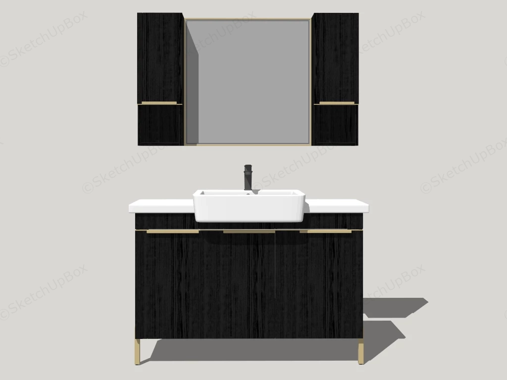 Dark Wood Bathroom Vanity sketchup model preview - SketchupBox