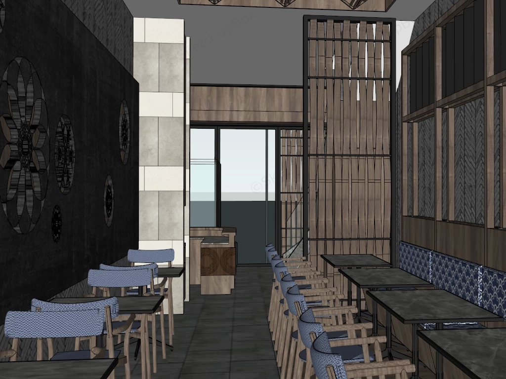 Vintage Rustic Restaurant sketchup model preview - SketchupBox