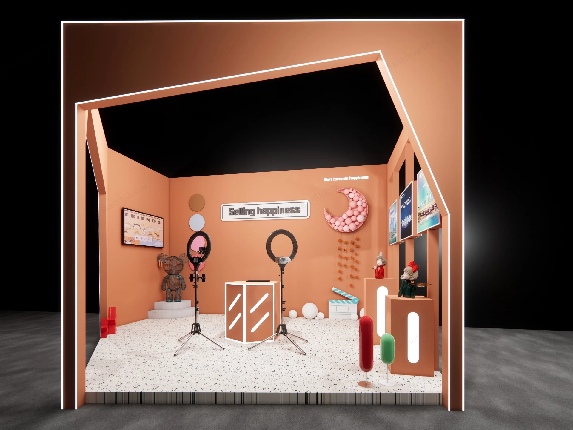 Live Streaming Studio Design sketchup model preview - SketchupBox