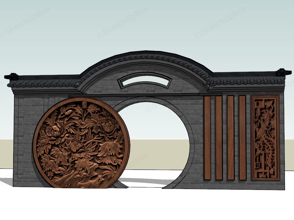 Chinese Garden Moon Gate sketchup model preview - SketchupBox