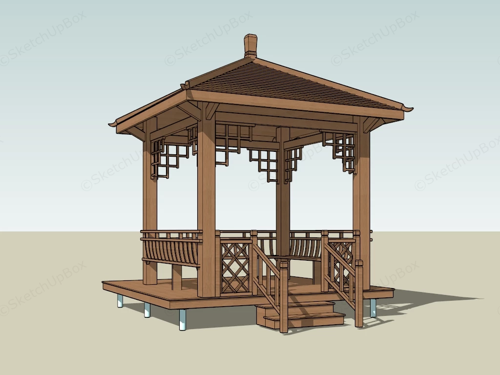 Small Wooden Gazebo sketchup model preview - SketchupBox