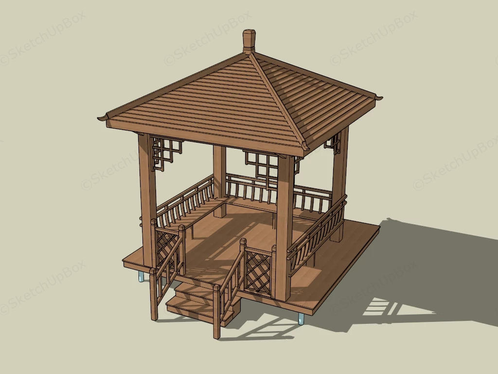 Small Wooden Gazebo sketchup model preview - SketchupBox