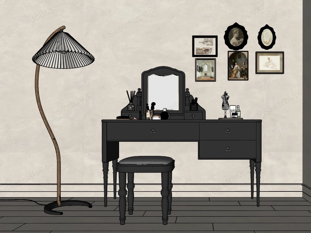 Medieval Style Black Makeup Vanity sketchup model preview - SketchupBox