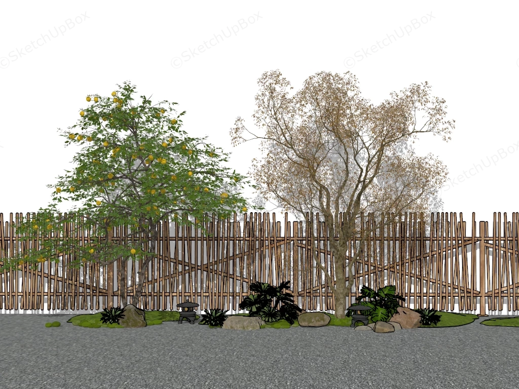 Backyard Landscaping Trees sketchup model preview - SketchupBox
