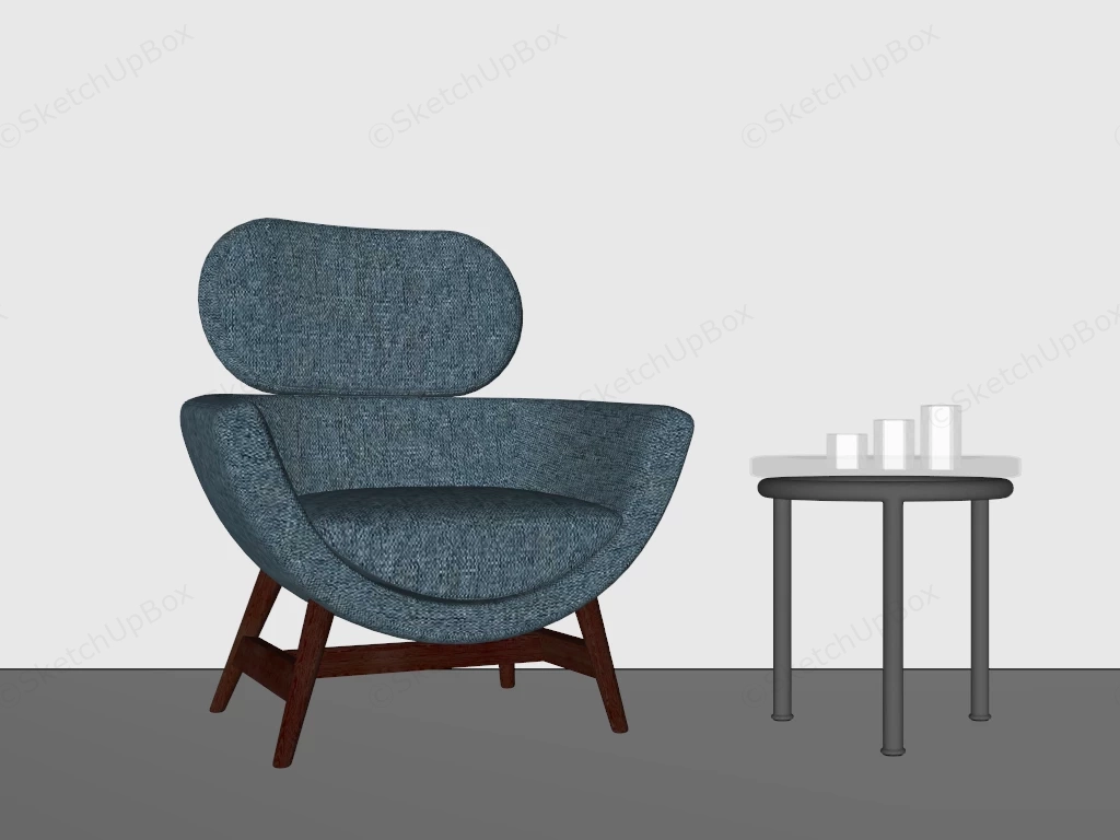 Blue Accent Chair And Table sketchup model preview - SketchupBox