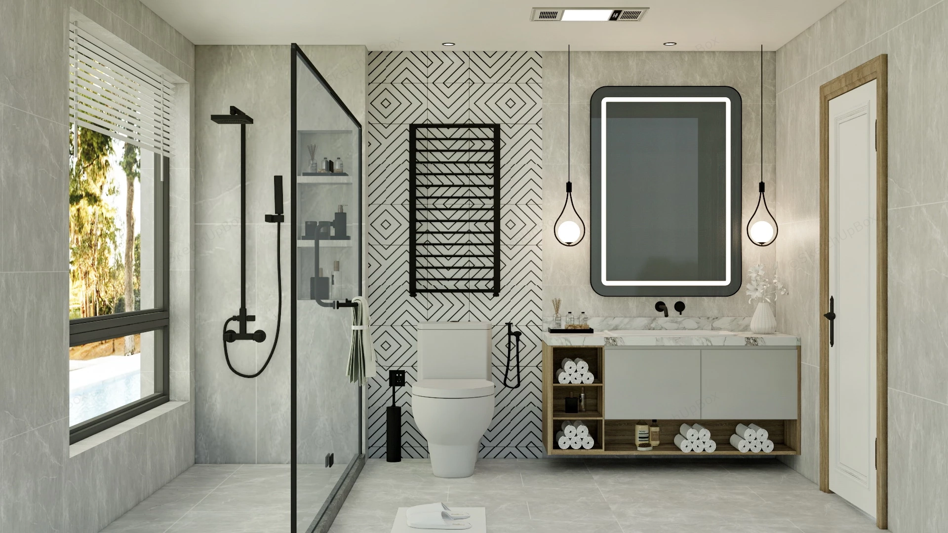 Beautiful Modern Bathroom sketchup model preview - SketchupBox