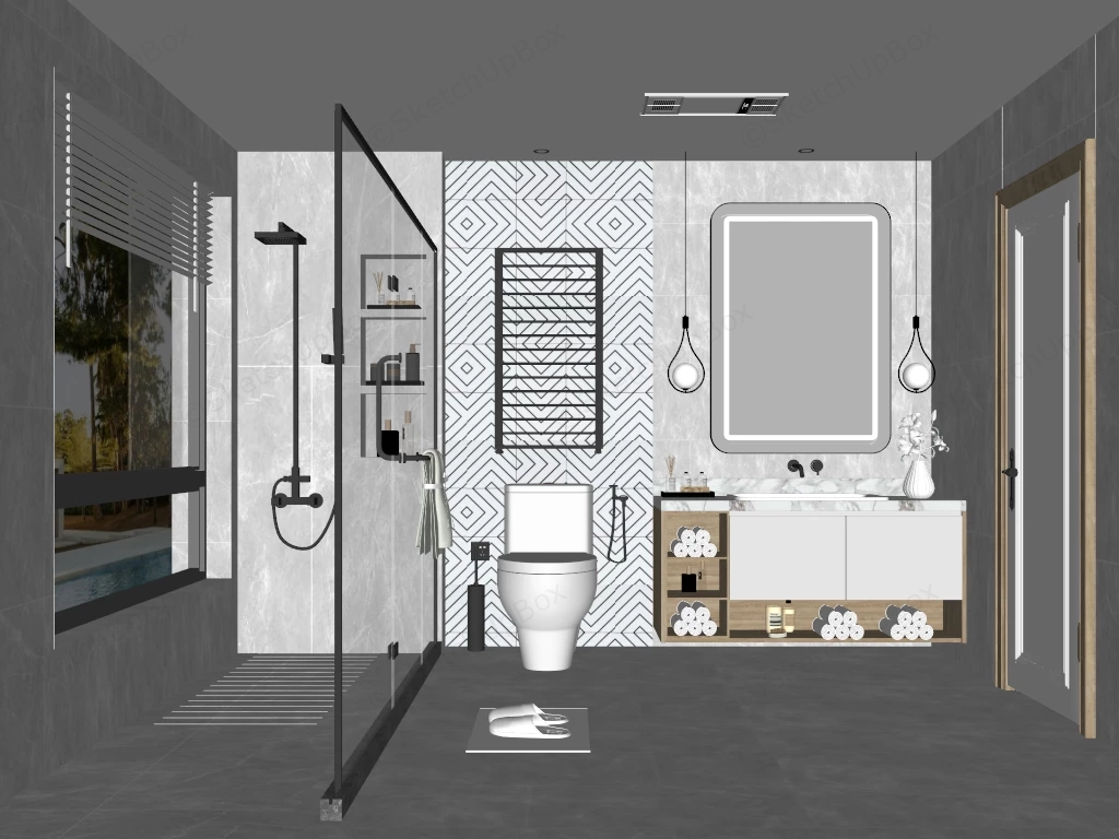 Beautiful Modern Bathroom sketchup model preview - SketchupBox