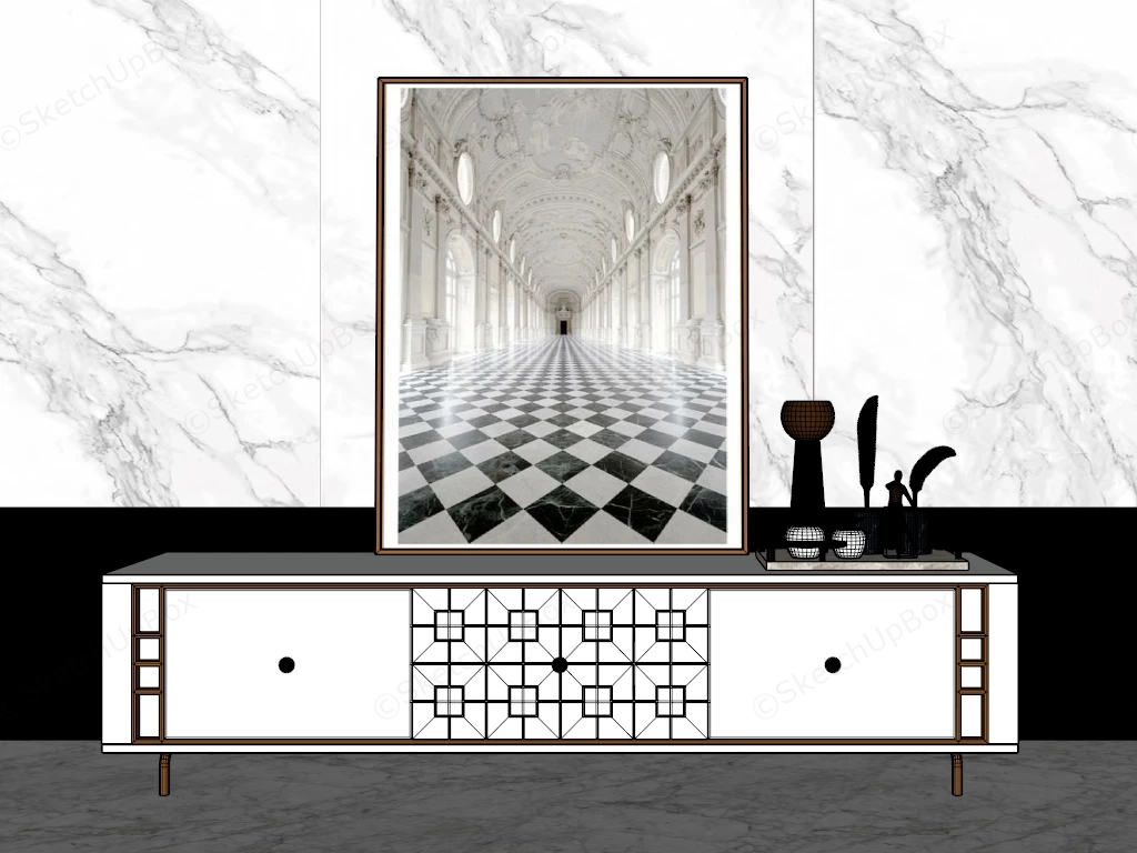 Decorative White Sideboard sketchup model preview - SketchupBox