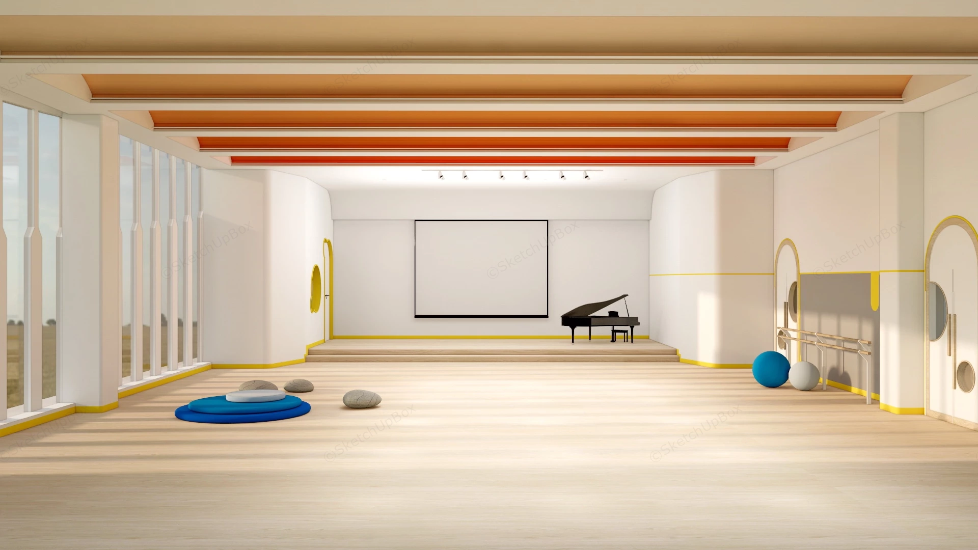 Dance Studio Interior sketchup model preview - SketchupBox