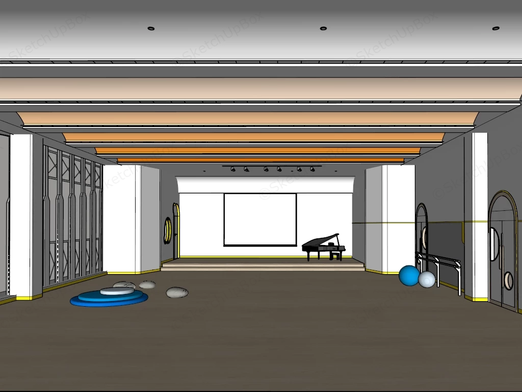 Dance Studio Interior sketchup model preview - SketchupBox