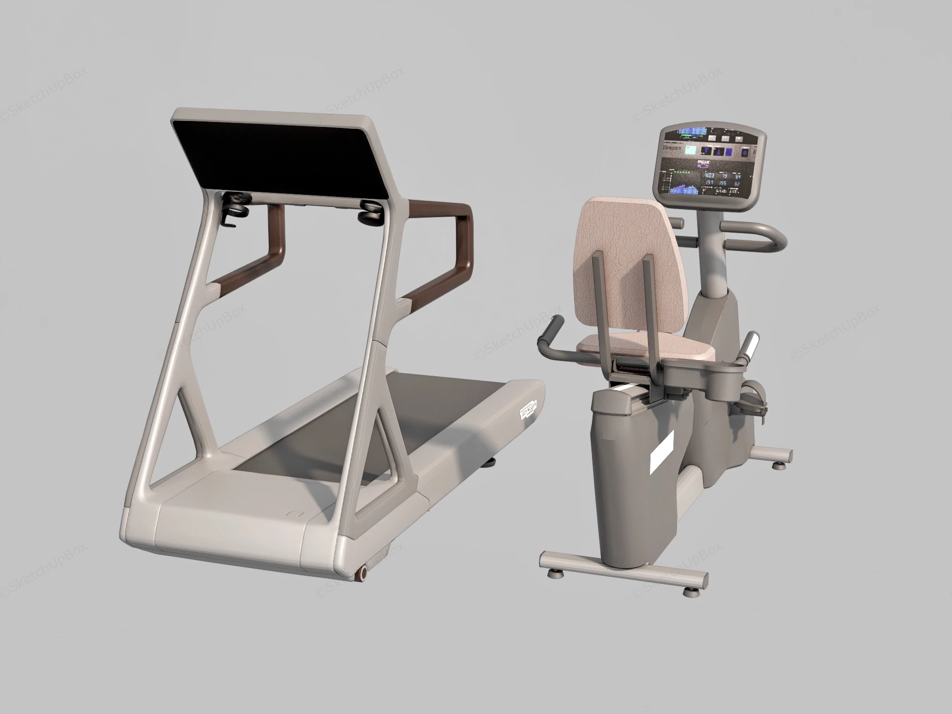 Stationary Bike And Treadmill sketchup model preview - SketchupBox