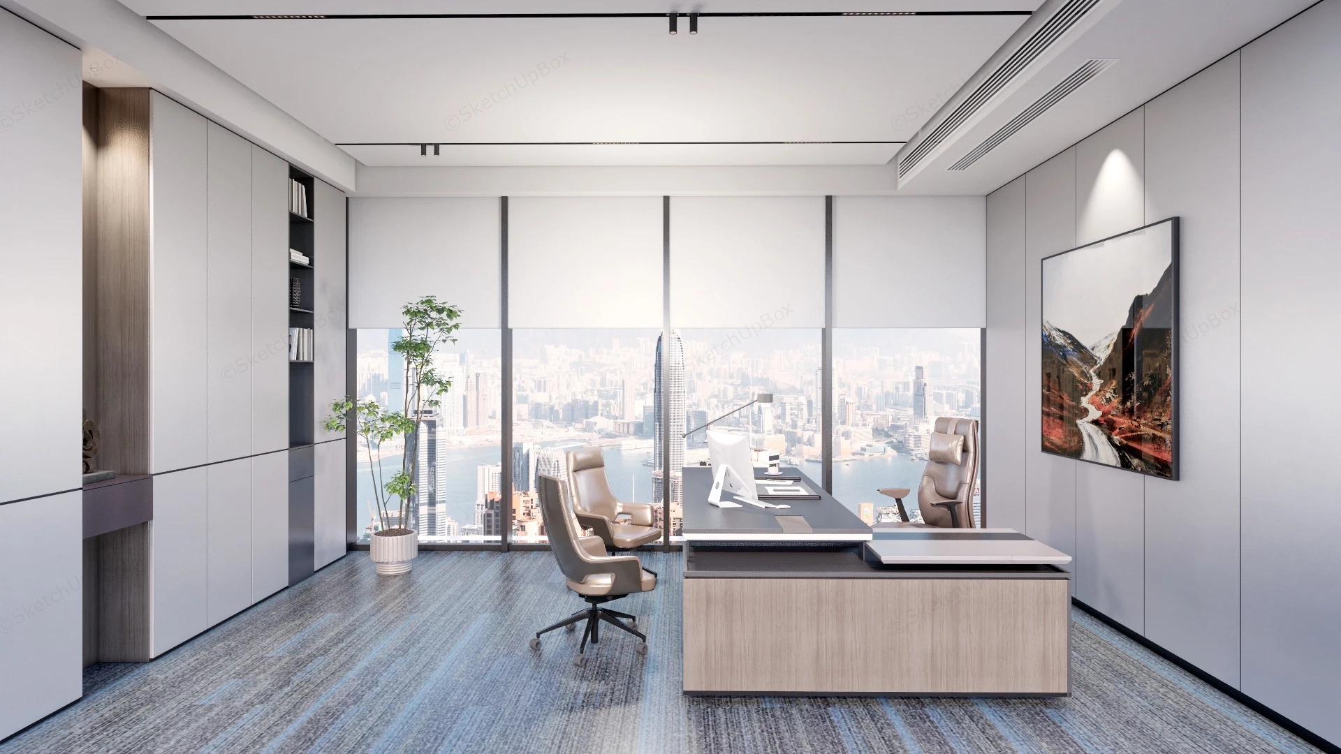 Manager Office Design sketchup model preview - SketchupBox