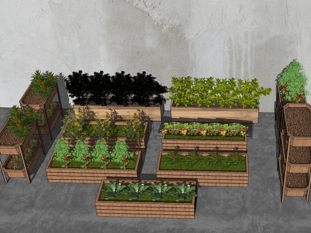 Raised Vegetable Planters sketchup model preview - SketchupBox