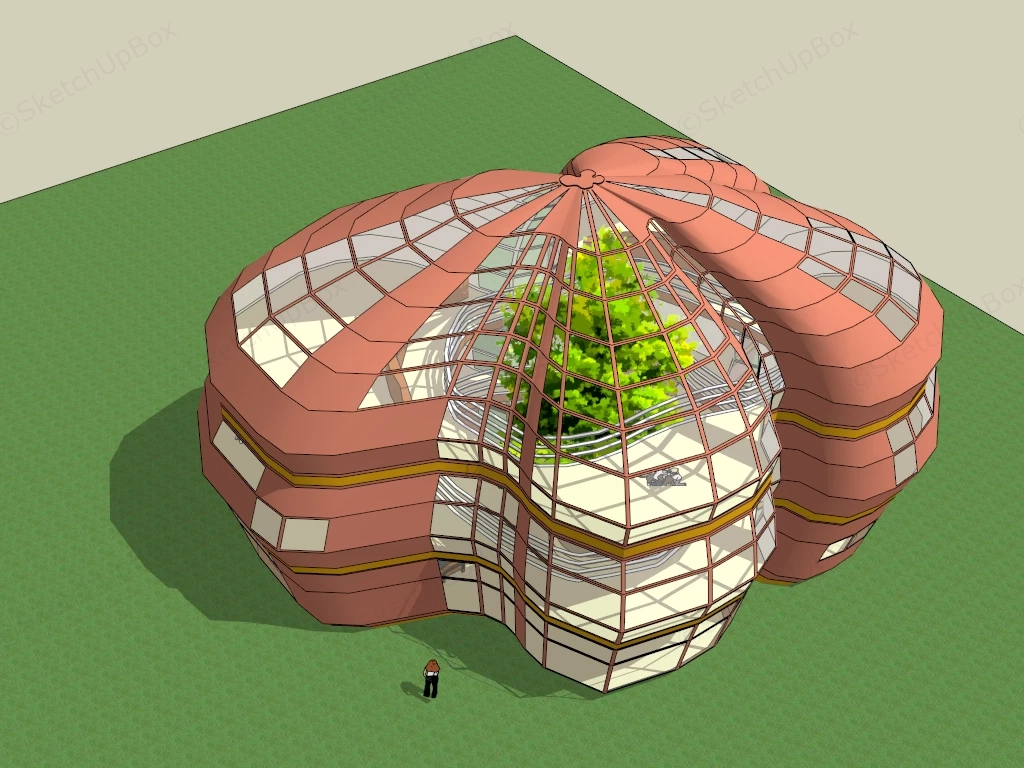3 Storey Greenhouse Building sketchup model preview - SketchupBox