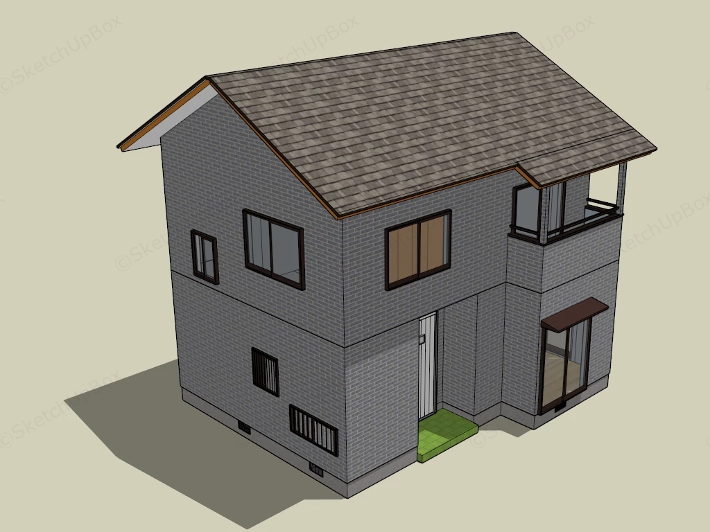 2 Story Brick Home sketchup model preview - SketchupBox