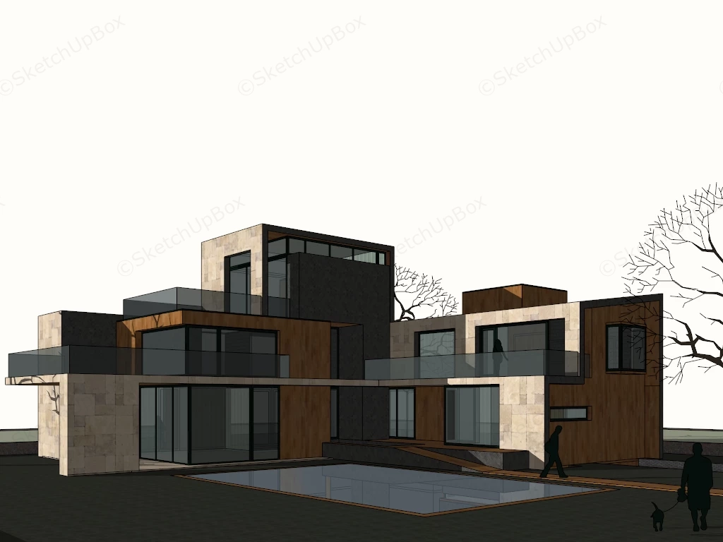 Ultra Modern House Exterior Design sketchup model preview - SketchupBox