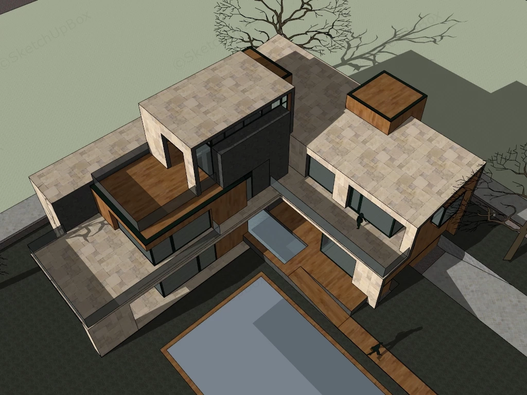 Ultra Modern House Exterior Design sketchup model preview - SketchupBox