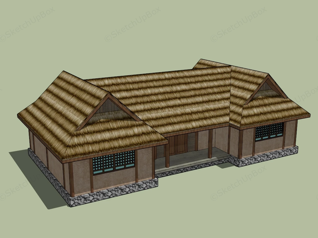 Thatched Roof Cottage sketchup model preview - SketchupBox
