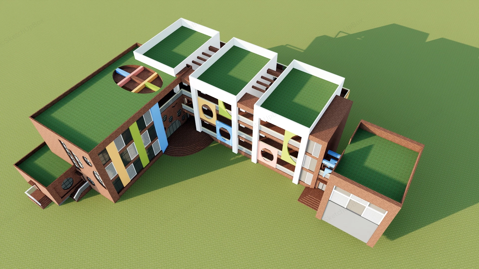 Kindergarten School Building Exterior Design sketchup model preview - SketchupBox