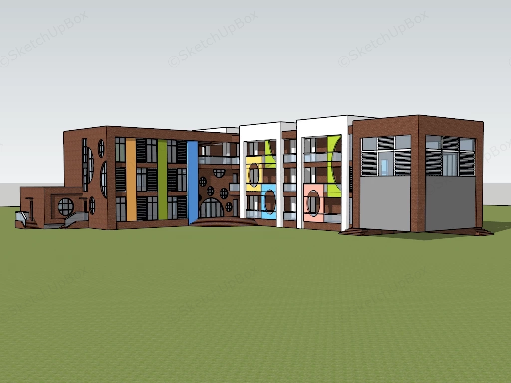 Kindergarten School Building Exterior Design sketchup model preview - SketchupBox