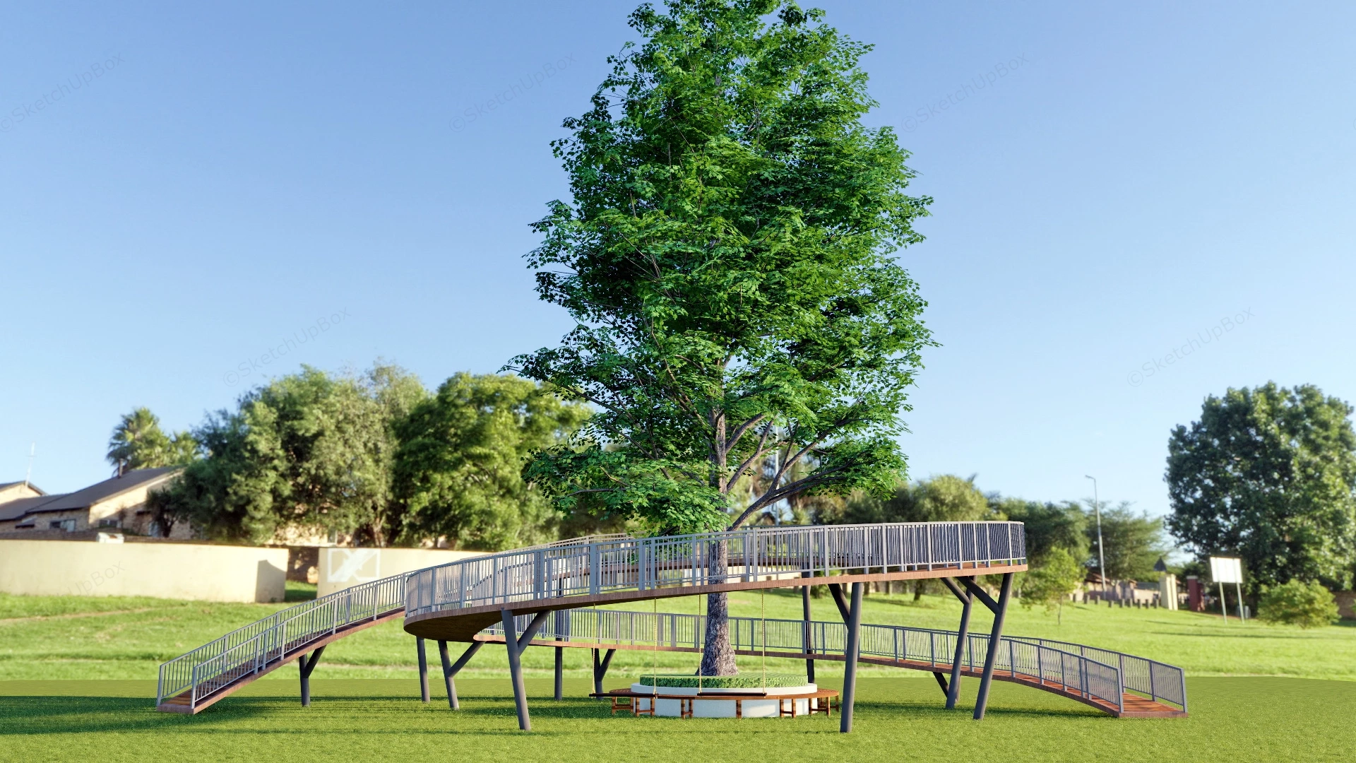 Spiral Plank Walkway sketchup model preview - SketchupBox