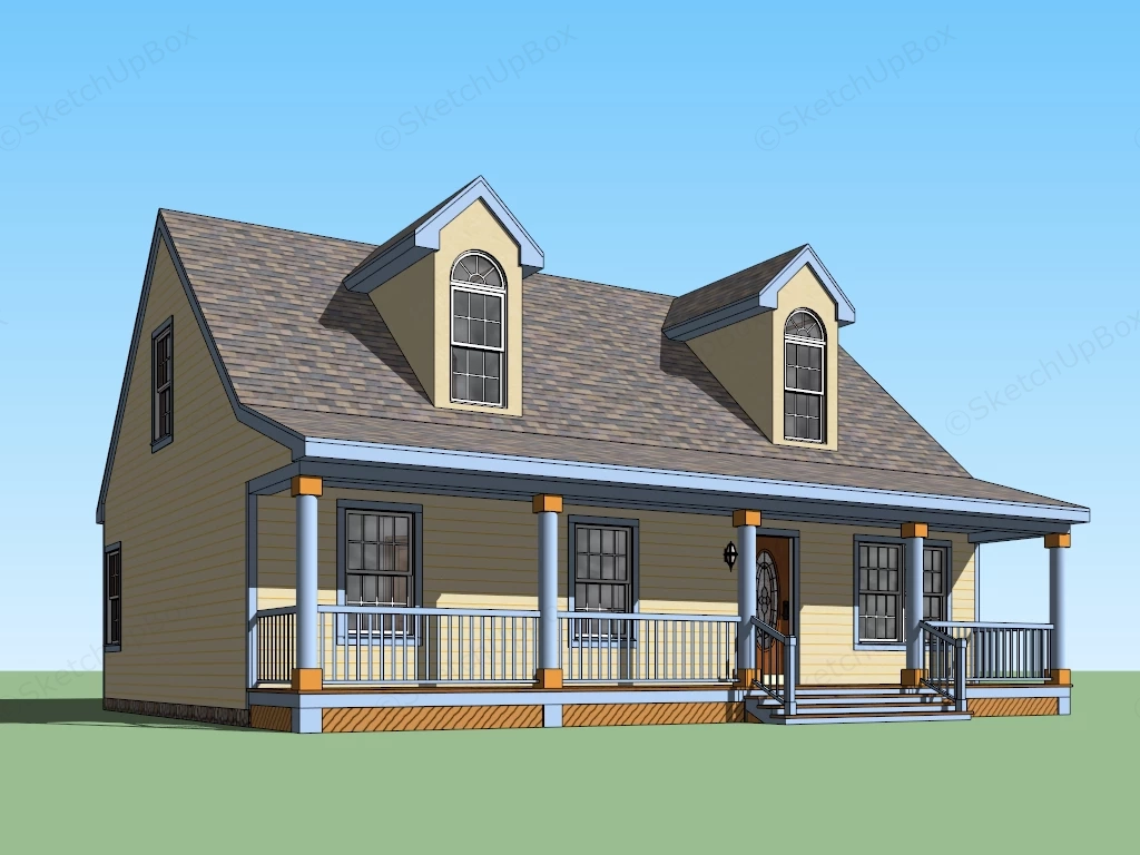 Small Colonial Style House sketchup model preview - SketchupBox